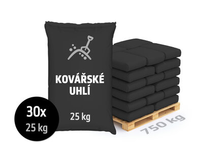 Kovářské pytlované černé uhlí, 750 kg - foto 1