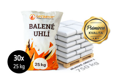 Bílinské uhlí ořech 1, pro klasická kamna, 750 kg - obrázek