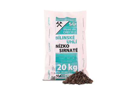 Pytlované hnědé ledvické (bílinské) uhlí ořech 2, pro automatické kotle, 800 kg - foto 1